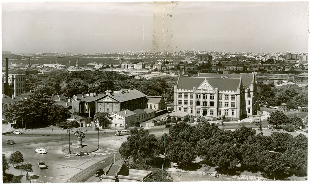 Image 1 of 7 - An aerial photograph of Queens Square Sydney with the Registrar General’s Building on the right and Hyde Park Barracks to the left.