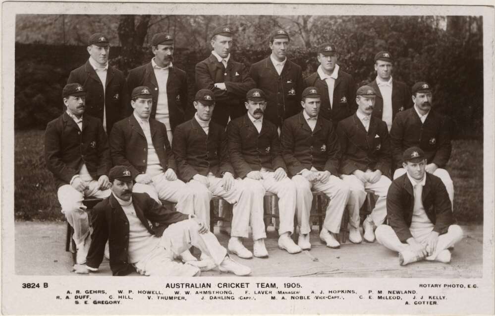 Image 3 of 6 - Australian Men’s cricket team gathered together in uniform.