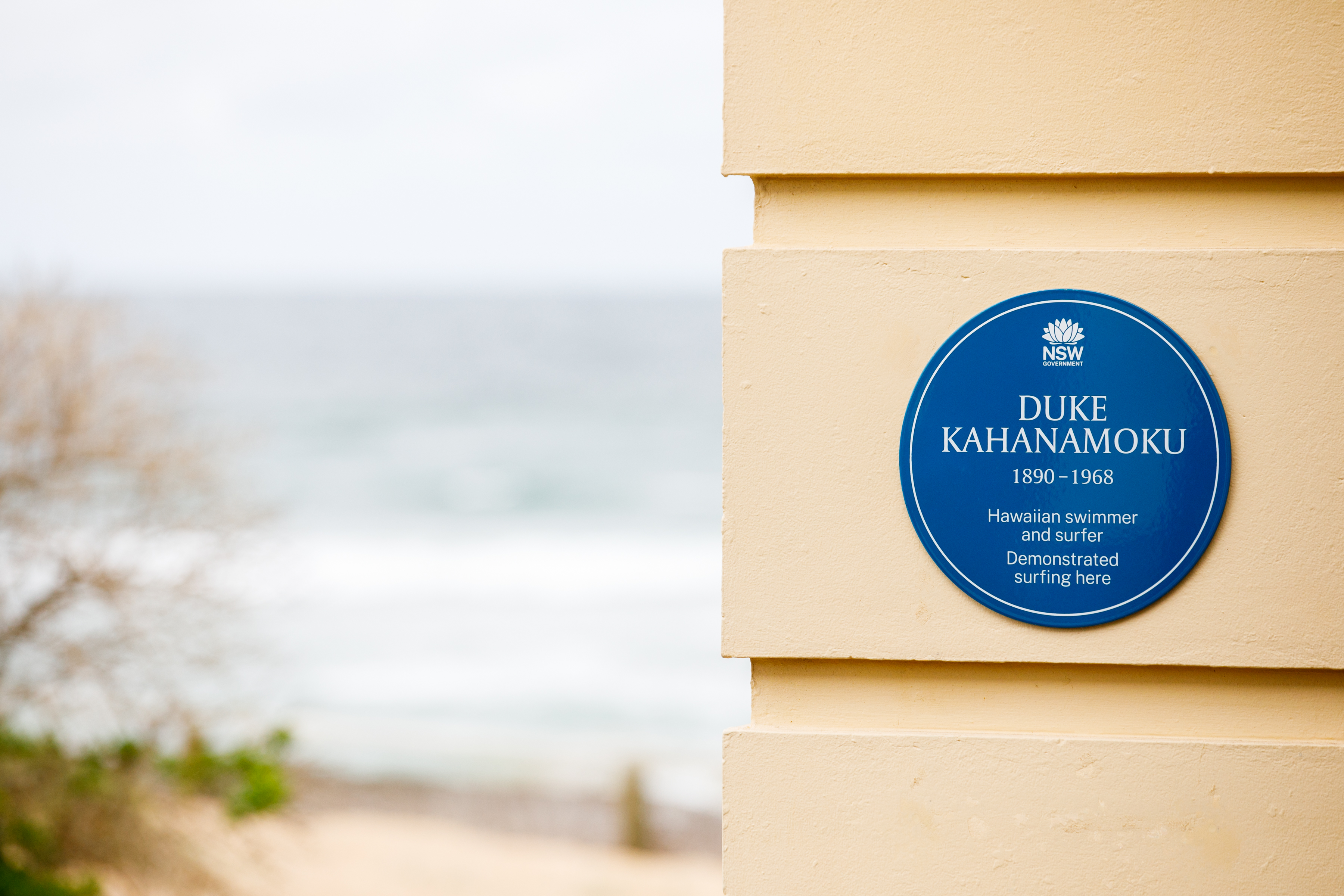 Image 6 of 6 - Duke Kahanamoku plaque on wall at Freshwater Surf club